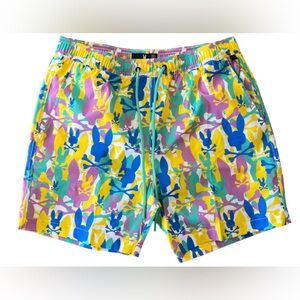 Psycho Bunny $140 Men's Biscay Suncoast All Over Bunny Print Swim Trunks Sz 2XLT
